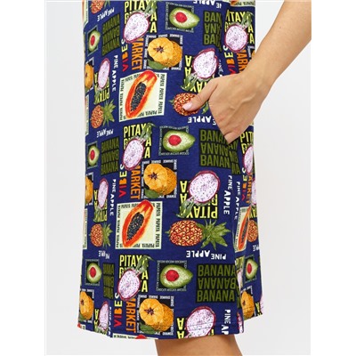 752 Платье "Тропики/синий"