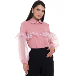 Блузка розовая с рукавами из органзы
