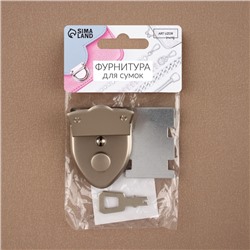 Застёжка для сумки, с ключом, 3.8×5 см, цвет серебряный