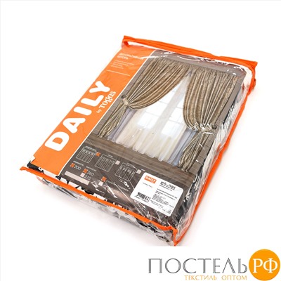 DAILY by T ОДРИ сер. Шторы 200х260-2/подхваты-2, 4пр, 85% хл. 15% плстр