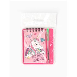 Блокнот А7 и мини ручка, Минни Маус и единорог