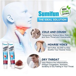 Мазь для ухода за больным горлом Sumifun, 20гр Sore Throa cream