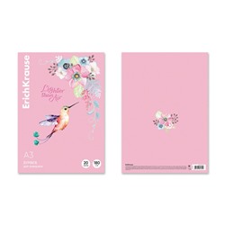 Бумага для акварели А3, 20 листов, ErichKrause «Колибри», блок 180 г/м², 100% белизна, картонная папка