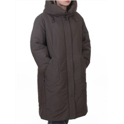 A618 GRAY/BROWN Пальто зимнее женское (верблюжья шерсть, 120 гр. холлофайбер)