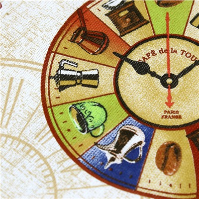 "Время кофе" Скатерть 150х145см, длина стола до 110см, на 4 персоны, рогожка 171г/м2, хлопок 100%, "Домашняя мода" (Россия)
