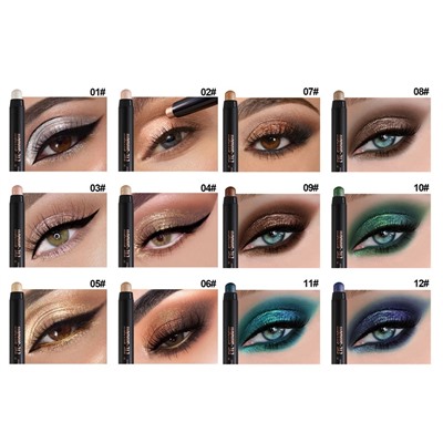 Набор теней-карандашей для век 12 шт. с аппликаторами Dragon Ranee