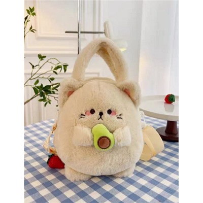 Сумочка Котик бежевый с авокадо 20 см