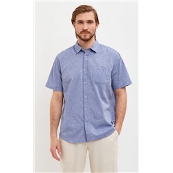 Рубашка к/р лен F111-0450 middle blue