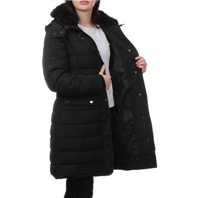 B-15 BLACK Пальто зимнее стеганое женское (200 гр. холлофайбер)