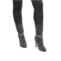 YF189-062M DK.GREY Полусапоги зимние женские (натуральная замша, натуральный мех (еврозима))