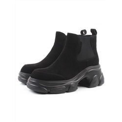 01-H23B-40B BLACK Ботинки демисезонные женские (натуральная замша, байка)