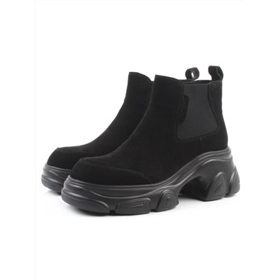 01-H23B-40B BLACK Ботинки демисезонные женские (натуральная замша, байка)