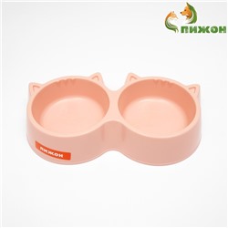 Миска двойная фигурная 28×14×5 см, бежевая
