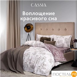 CASSIA АДЭМ Простыня на резинке 160х200+30, 1 пр., хл./сатин белый/коричневый