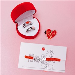 Браслет Love кубики, красный в чернёном серебре, 7 см