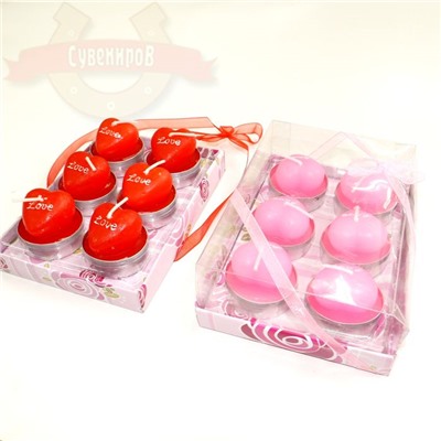 Н-р подарочный 6 свечей в подсвечниках Love (габ. 14*10*5см)