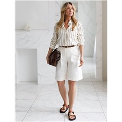 Блузка в полоску свободного силуэта с карманом из эластичного хлопка