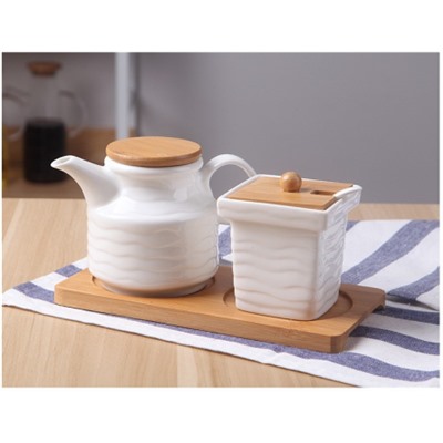 Чайник заварочный 350 мл и сахарница 200 мл с ложкой / CF128 /уп 36/ на подставке