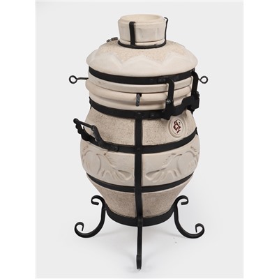 Тандыр «СамОбжар» с откидной крышкой, h=98 см, d=52 см, 97 кг, 12 шампуров, кочерга, совок, керамика