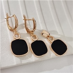 Комплект ювелирной бижутерии коллекция "Дубай" серьги и кулон, покрытие позолота, вставка: пластик, цвет: черный, арт.414.751