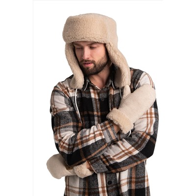 Шапка ушанка РОДИНА цвет бежевый