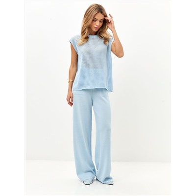 Брюки палаццо с карманами, Голубой