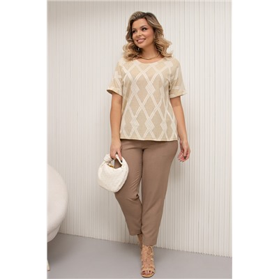 Брюки бежевые льняные с карманами Морис №13