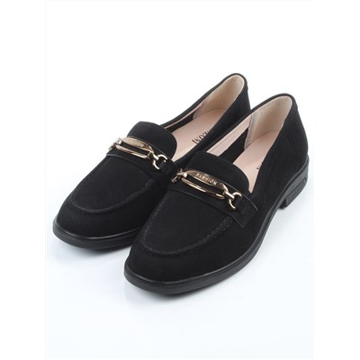 03-DEB33-3 BLACK Лоферы женские (натуральная замша)