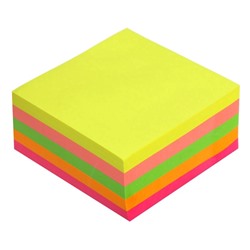 Блок с липким краем, 76×76 мм, 400 листов, флуоресцентные, 5 цветов, МИКС