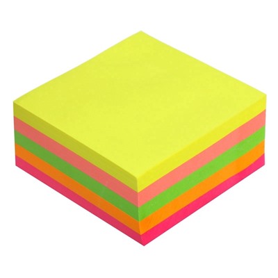 Блок с липким краем, 76×76 мм, 400 листов, флуоресцентные, 5 цветов, МИКС