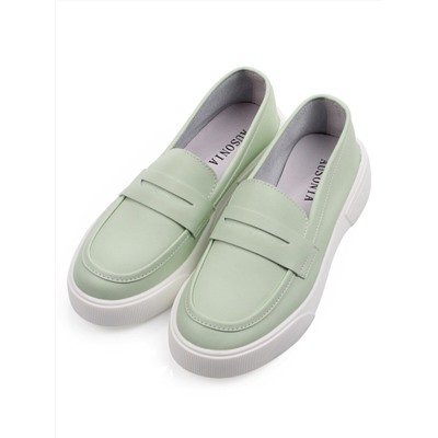 03-YD122-4 LT. GREEN Лоферы женские (натуральная кожа)