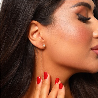 Серьги ювелирная бижутерия протяжки коллекция "Дубай" , покрытие: позолота, вставка: искусственный жемчуг, арт.414.758