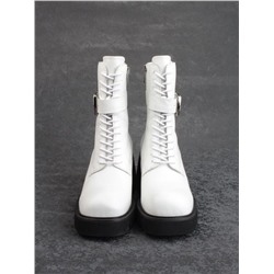 01- GZ6115-G71-N101 WHITE Ботинки демисезонные женские (натуральная кожа)
