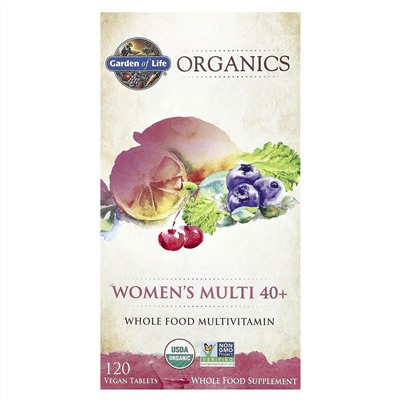 Garden of Life, Organics, мультивитамины для женщин от 40 лет, 120 веганских таблеток