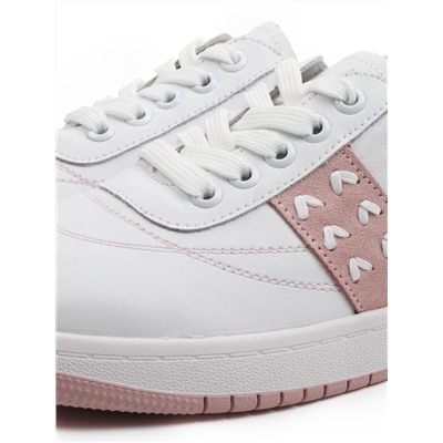 03-YA345-2 WHITE/PINK Полуботинки спортивные женские (натуральная кожа, натуральная замша)