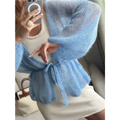 Кардиган вязаный паутинка, Голубой