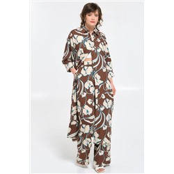 Брюки коричневые в пижамном стиле