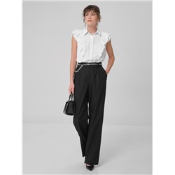 Блузка без рукавов белая с оборками