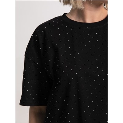 Футболка Ия (черная/стразы) Б15236-4М