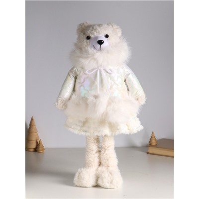 Интерьерная кукла текстильная «Медведица в белом пуховике», раздвижная 37-65 см, 23×16×37 см
