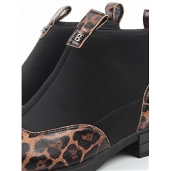 01-B44B-81PC BROWN/LEOPARD Ботинки демисезонные женские (натуральная кожа, текстиль, байка)