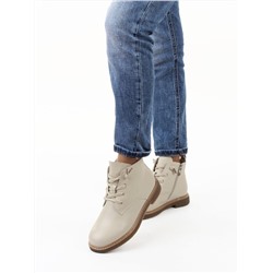 01-XKL24-056R BEIGE Ботинки демисезонные женские (натуральная кожа, байка)