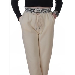 2611 LT. BEIGE Штаны утепленные спортивные женские (85% хлопок, 10% полиэстер, 5% спандекс)