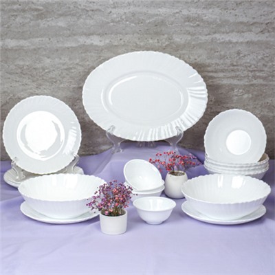 Столовый набор 19 предметов с блюдом и розетками 13-7568 и 6 84120 (WHITE) (уп 2) малая суповая