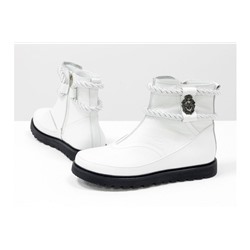 Белые нарядные низкие сапожки в стиле UGG из натуральной кожи флотар, на легкой, непромерзаемой подошве, Коллекция Осень-Зима от ТМ Gino Figini, Б-20104-01