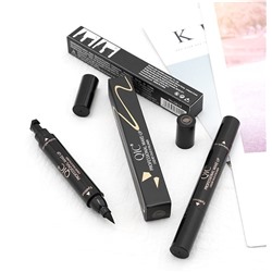 (ЗАМЯТА КОРОБКА) 2-сторонняя подводка-фломастер с штампом стрелка QIC Liquid duo eyeliner