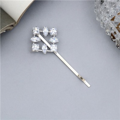 Невидимка для волос QF «Вивьен», куб, 5 см, серебро