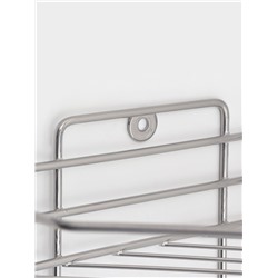 Полка угловая с мыльницей и вешалкой 2-х ярусная, 25.5×42.5 см, цвет хром