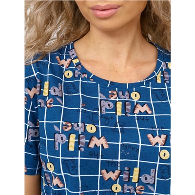 858 Туника "Клетка/индиго"