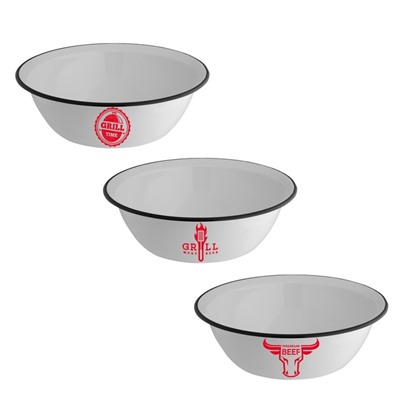 Миска эмалированная с рисунком Axentia BBQ, d=28 см, 2.5 л
